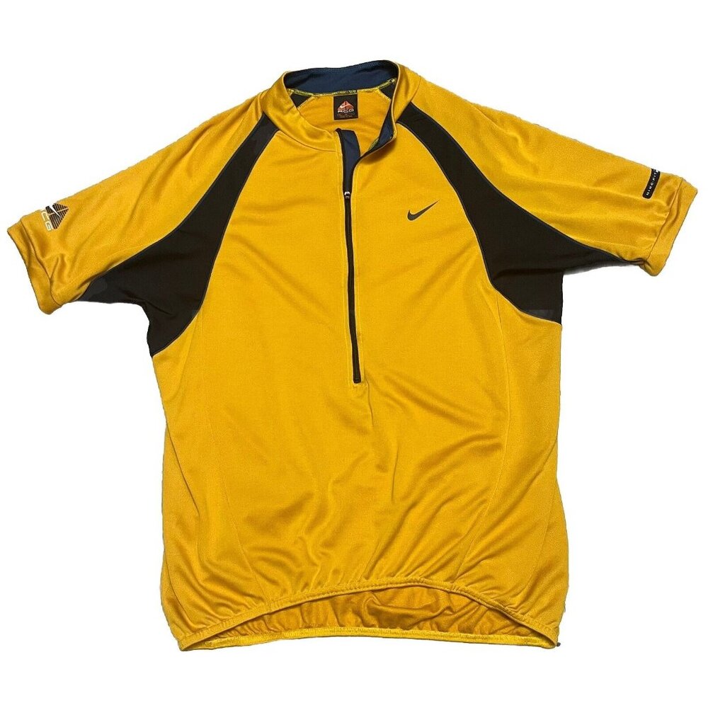 Vintage Nike Yellow ACG Cycling Shirt Swoosh 90s Jersey 1/4 Zip USA Men's XL